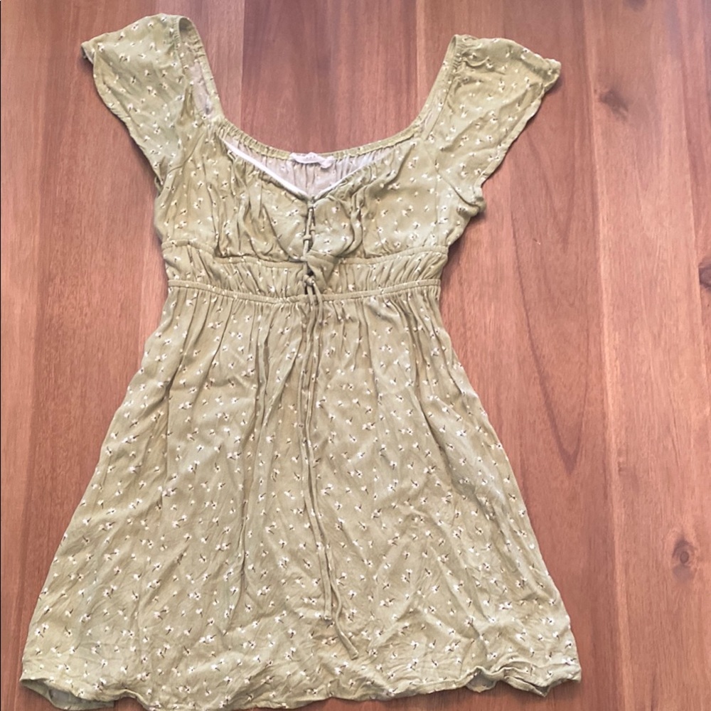 Light Green Smocked Flutter Sleeve Blouse - LUSH - 8